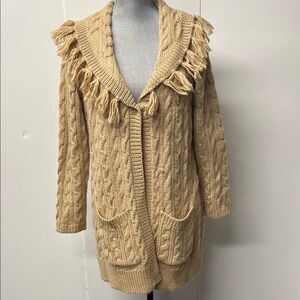 Chico’s Brand gold long sleeve sweater with bright gold flecks.